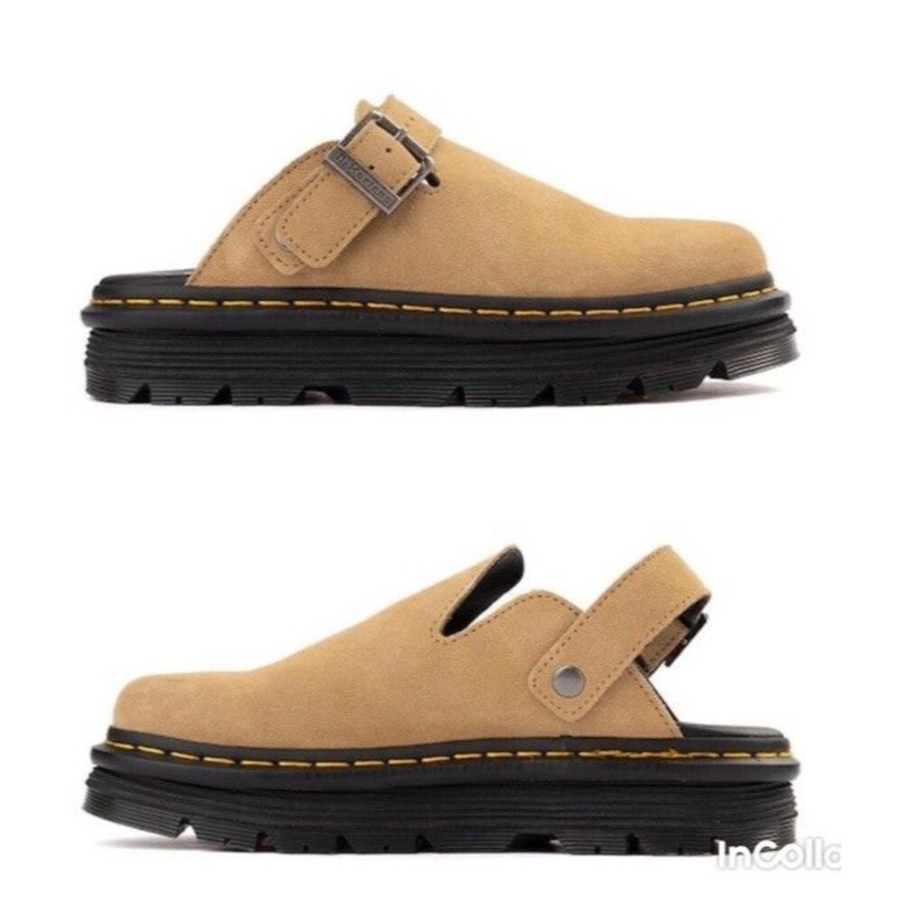 New Dr Martens Airwair Men ZEBZAG SUEDE LEATHER PLATFORM Mules SZ 12 Uk 11 Shoes